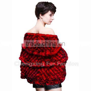 CX-B-74B European Women Fashion Chinchilla Printed Rex Fur Shawl photo-6