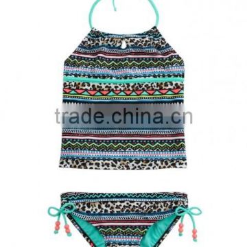 Children stylish folk girl swimwear