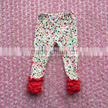 2017 wholesale girl's clothes icing ruffle pants colorful dots fabric leggings