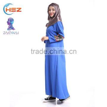 Zakiyyah 609 Wholesale Islamic Abaya New Model With Floral Sleeve Zipper Front Abaya in Solid Color in Dubai