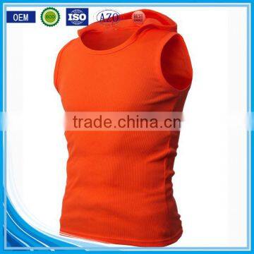 OEM new design cotton plain mens gilet with hood