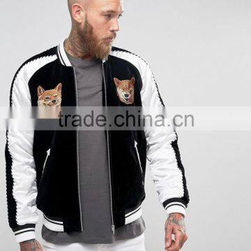 2017 Newest Arrival Black Customized Colors Size Material Men Plain Baseball Jacket photo-2