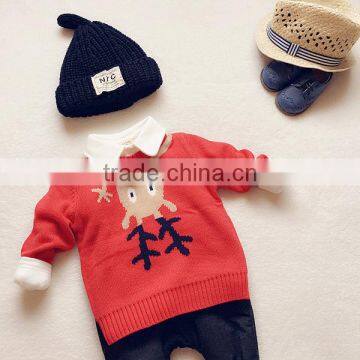 Red 3d reindeer knitted christmas jumper for children