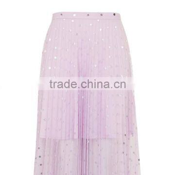 2017 OEM Summer Semi Perspective Tulle Flowy Skirts With Paillettes photo-4