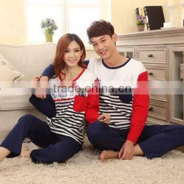 2015 wholesale striped cotton couples pajamas