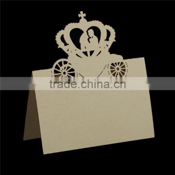 Paper Wedding Party Name Place Cards Crown Hollow Light Golden