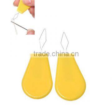 High Quality Yellow Teardrop Shaped Steel Bow Wire Home Uses Portable Needle Threader