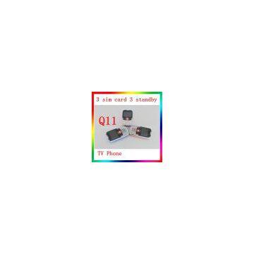 Cheap Q11 3 sim card Quad band mobile phone Super loud speaker camera Bluetooth FM cell phone