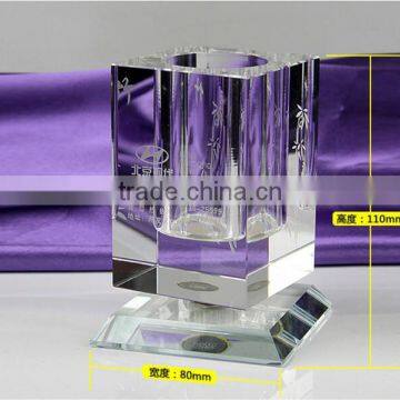 Promotional Logo Customized Personalized Office Crystal Glass Desktop Pen Holder photo-4