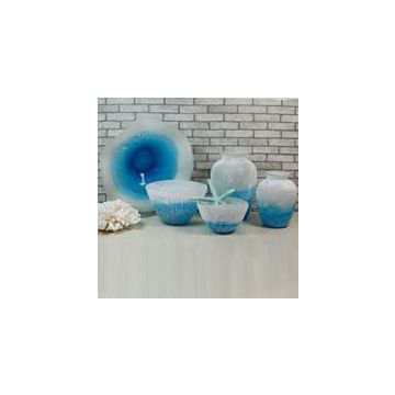 China Hot Sale Frost Matte Blue Glass Vase Series for Interior Decoration