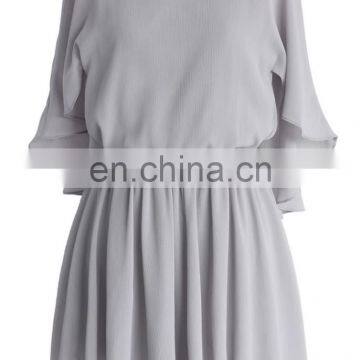 women slim girls chiffon pleated flap crepe party dress