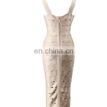 2017 European Christmas Party Dark Beige Long Bandage Dress photo-2