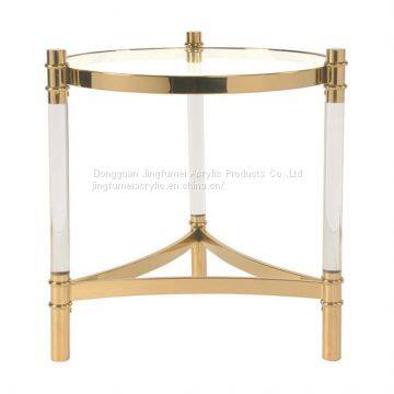 Hot Selling Round Side Table Stainless Steel Brass Table Acrylic Table