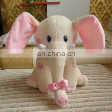 Cute Plush Colorful Elephant Soft Stuffed Wild Custom Animal Toy With Big Ears,Pink Blue Grey