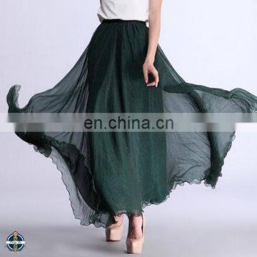 T-SK513 Ladies Crinkle Chiffon Bohemia Design Maxi Long Flowing Skirts