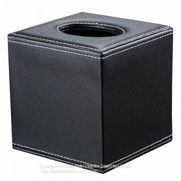 PU Leather Tissue Box Holder Square Roll Tissue Box Cover Napkin Paper Dispenser Box with Magnetic Bottom for Hotel Home Office Car Automotive Decoration (black)