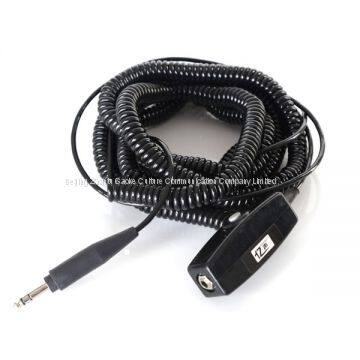 Aviation Headset Accessories Belt Station Headphone to The Aircraft C35-26 Coil Cord Communication System PTT Component 3-Pole Male Plug PJ055 6.35mm(1/4 inch) to Female Socket