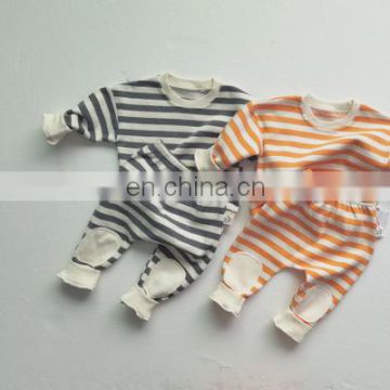 ins Korean version of children's clothing boys and girls patch striped suit infants and children baby long-sleeved loose hoodie