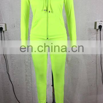 15colors New 2020 Two pieces outfits women bodycon solid hoodie long sleeve jacket and long legging sweatsuit