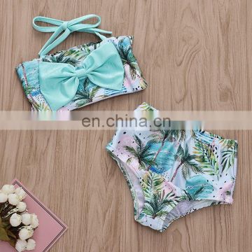 2019 new toddler bathing suit 2 pcs set coconut full print kids summer swimsuit girls swimwear