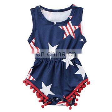 baby girl clothes fashion Summer Baby 4th of July Stars and Stripe Patriotic Romper baby bodysuit kid clothes FREE SHIP