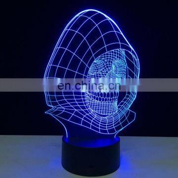 Halloween Wizard Skull 3D LED Night Light Action Figure 7 Colors Touch Table Decoration Light Optical Illusion Model photo-7
