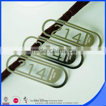 Stainless steel metal type bookmark etched