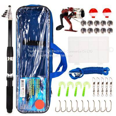 Fishing Rod Reel Combo Full Kit Telescopic Fishing Pole Set Spinning Reel Line Lures Hooks and Fishing Carrier Bag Saltwater