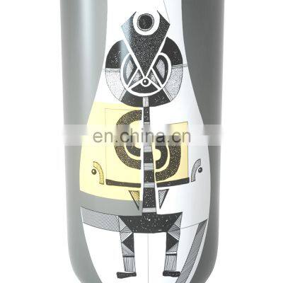 Modern Abstract Mosaic Grey Decal White Porcelain Cyber Style Flower Vase Ceramic Home Table Decor