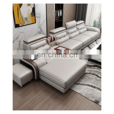 2022 New Design living room sofas multi-function Cowhide leather sofa set