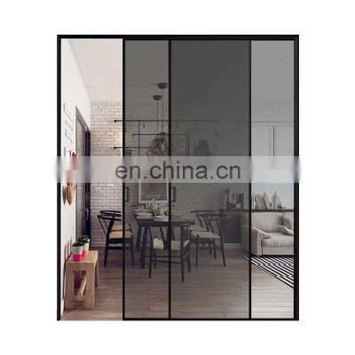 Modern metal narrow frame double glazed aluminium sliding door