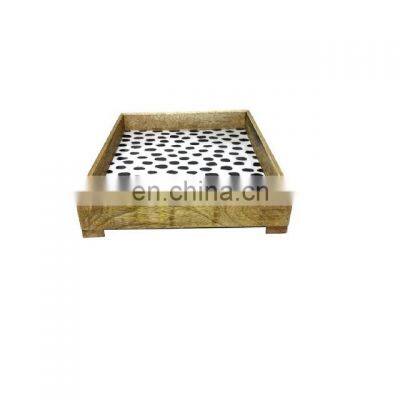 enamel & wood tray