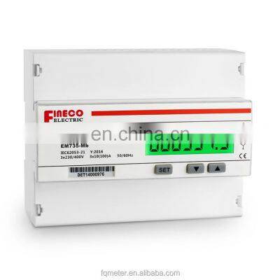 EM735-Mb 3*230/400V 10(100)A three phase din rail digital smart energy meter with M-bus