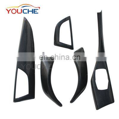 Carbon Fiber Interior Trim Cover Handle Cover for BMW 2 Series F22 F23 LHD car Interior Decoration Sticker (5pcs/set)