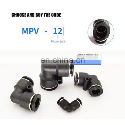 MPV Series Pneumatic Parts 4mm 6mm 8mm 10mm 12mm pu Hose Connector Angle Two Snorkel L-type Push to Connect Fitting photo-3