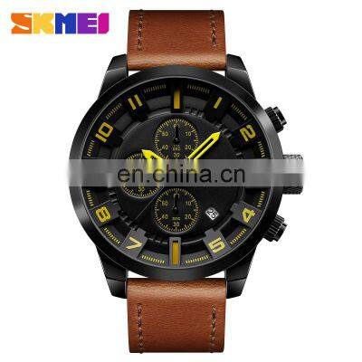 Hot selling Skmei 1309 leather quartz movement waterproof montre homme luxury japan movt watch sr626sw price hand watch for man