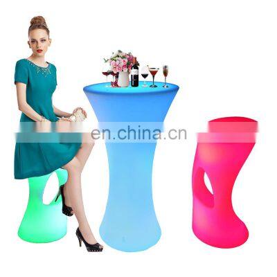 waterproof LED table and chair/night club home bar furniture glowing decoration chair bar led waterproof plastic led stool chair