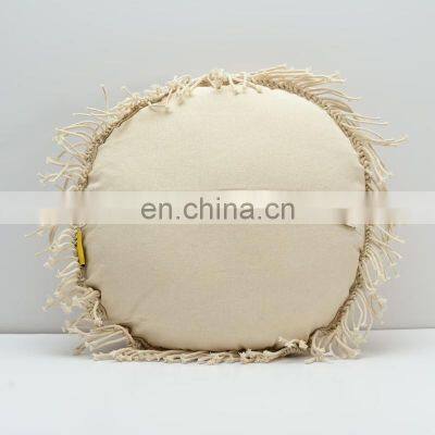 Hot Sale Macrame Decorative Cushion With Tassel Round Sofa Pillow, Bohemian Living, Yoga or Meditation Cushion photo-4