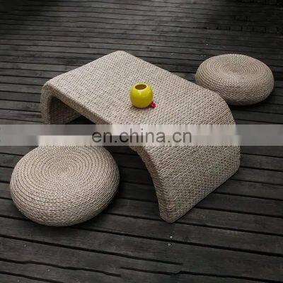 High Quality Round Rustic Straw Floor Cushions Water Hyacinth Pouf Ottoman Meditation Cushion Vietnam Supplier