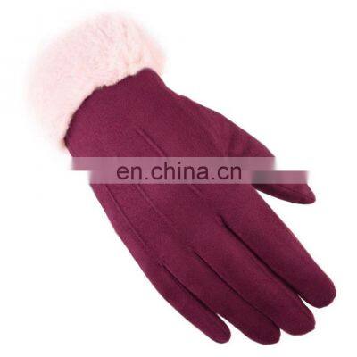 Winter Windproof Warm Fleece Lined Gloves Suede and Down Cloth Touchscreen Riding Motorcycle Gloves photo-3