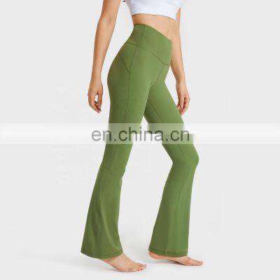 Custom High Waist Flare Running Fitness Pants Scrunch Butt Yoga Breathable Leggings