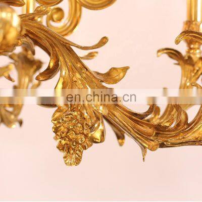 European Candle Light Living Room Brass Pendant Light Home Custom Made Large Chandelier photo-4
