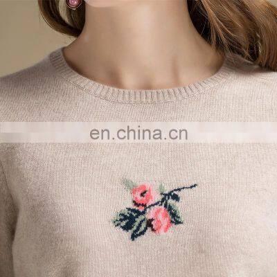 Best Price Comfortable Round Neck Collar Pullover Cashmere Embroidered Sweater photo-2