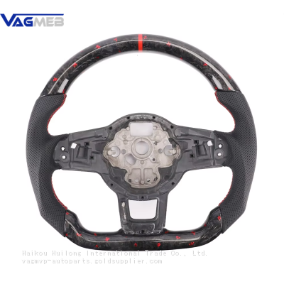 For VW MK6 MK7 7.5 GTI R Polo Red Stitching Carbon Fiber Red Back Label RLINE Steering Wheel Assembly