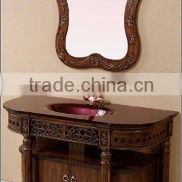 Circular arc surface antique bathroom vanity cabinet