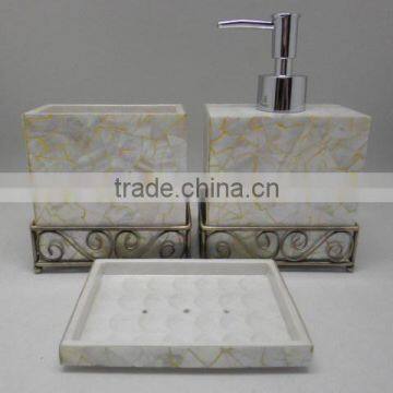 High end quality best selling special newest designed Natural MOP inlay Bath Set from Vietnam