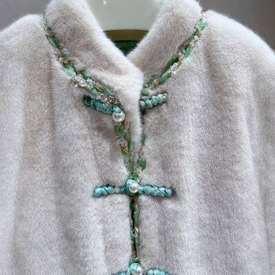 New Chinese Style Faux Mink Fur Coat, Mid-Length Jacket for Women, New Traditional Chinese Clothing