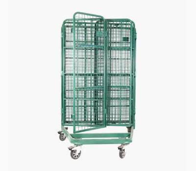 Powder Coated European Supermarket Steel Roll Container Roll Trolley for Warehouse photo-4