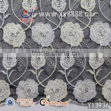 Black Swiss Voile Rosette Guipure Lace Fabric