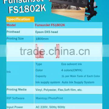 Best Price FunsunJet FS-1802k 1.8m Eco Solvent Inkjet Printer With One Dx5 Head 1440dpi photo-6